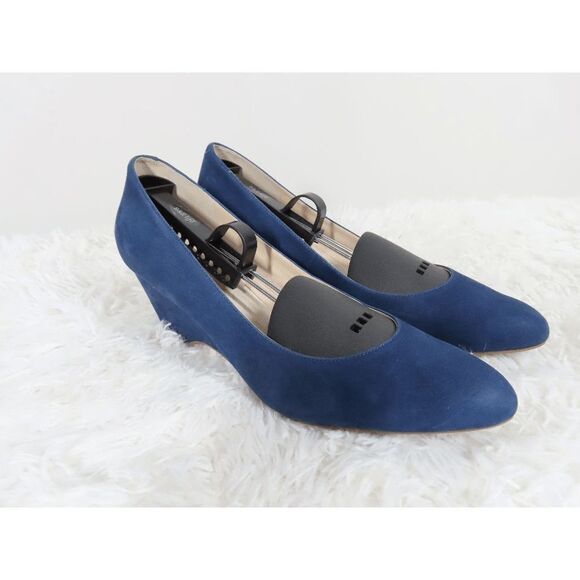Cole Haan The Go-To Wedge Womens Nubuck  Marine Blue Nubuck Size 10B - Picture 1 of 9